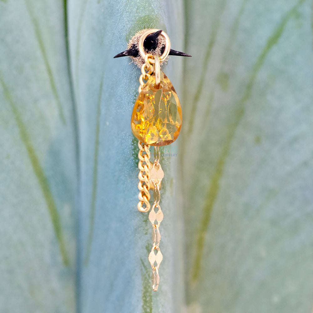 Orange Tourmaline Chain Charm in Gold