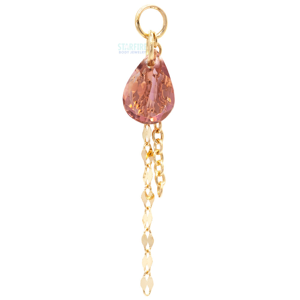 Peach Tourmaline Chain Charm in Gold