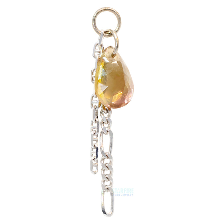 Peach Tourmaline Chain Charm in Gold