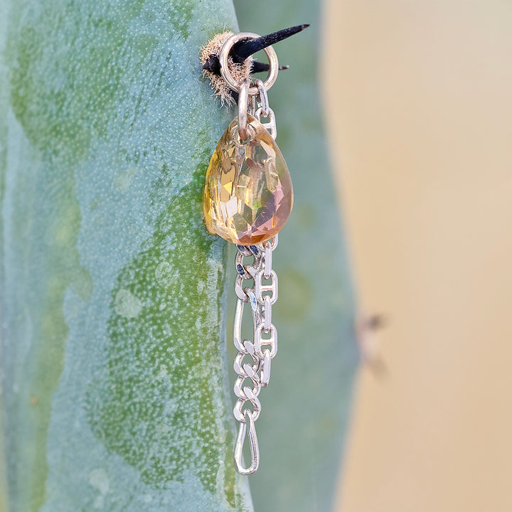 Peach Tourmaline Chain Charm in Gold