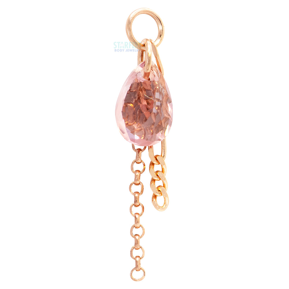 Pink Tourmaline Chain Charm in Gold