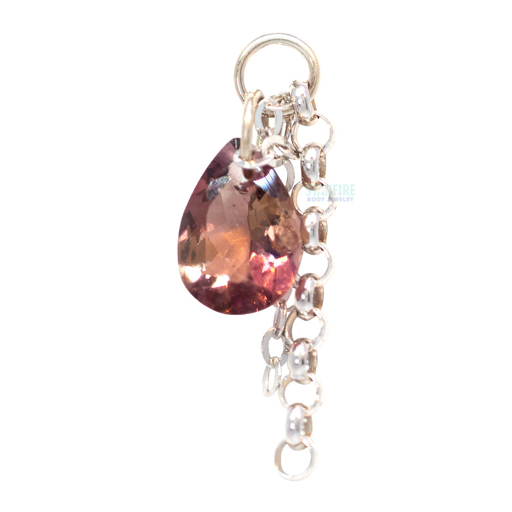 Pink Tourmaline Chain Charm in Gold