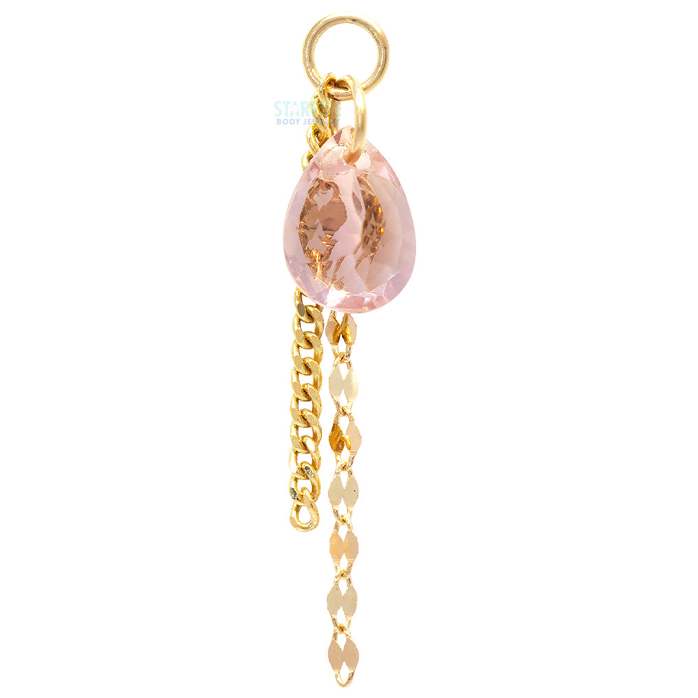 Pink Tourmaline Chain Charm in Gold