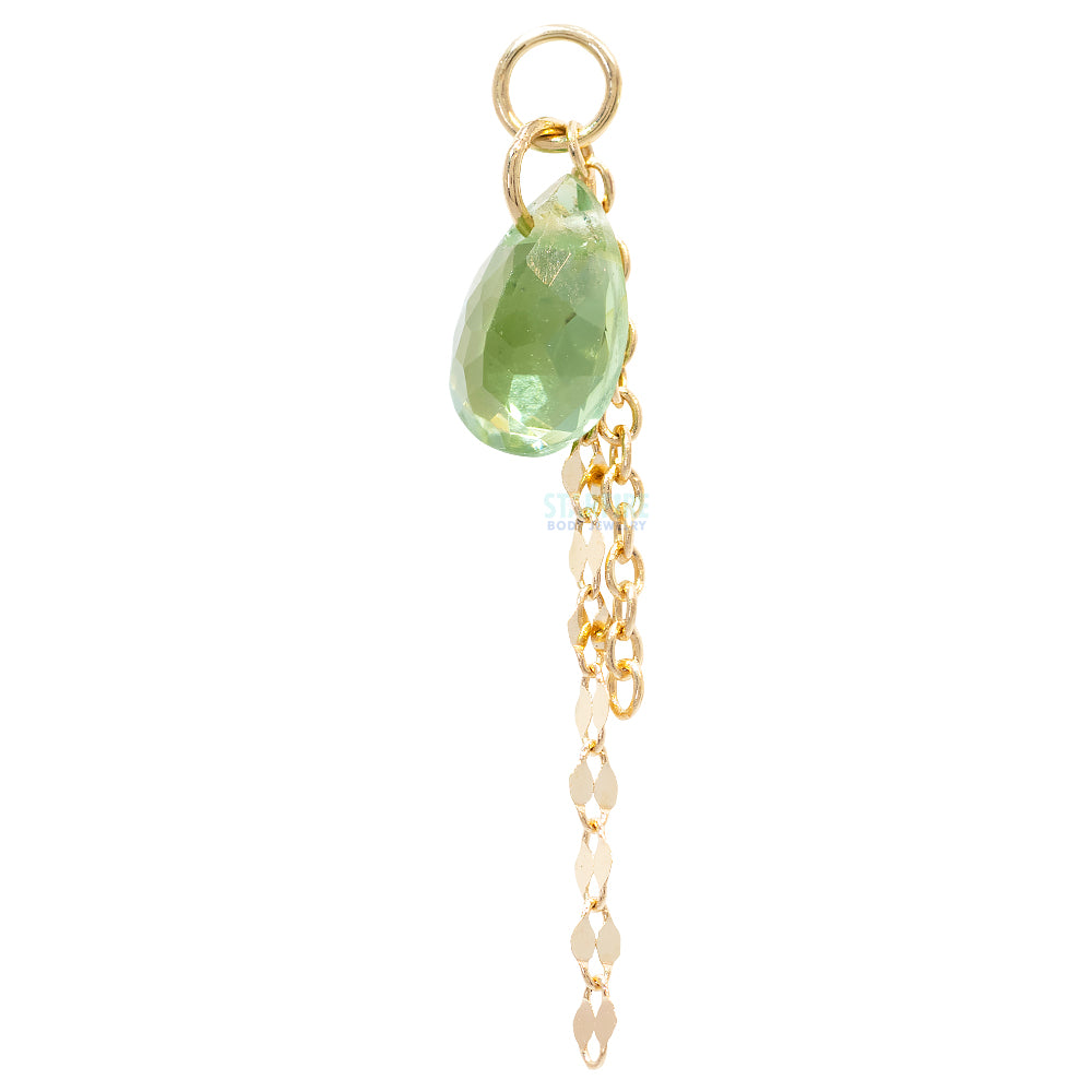 Yellow-Green Tourmaline Chain Charm in Gold