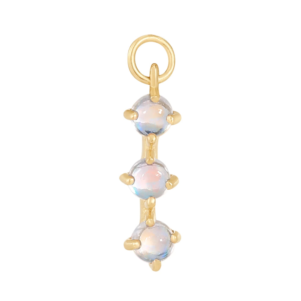"XOXO" Charm in Gold with Rainbow Moonstone