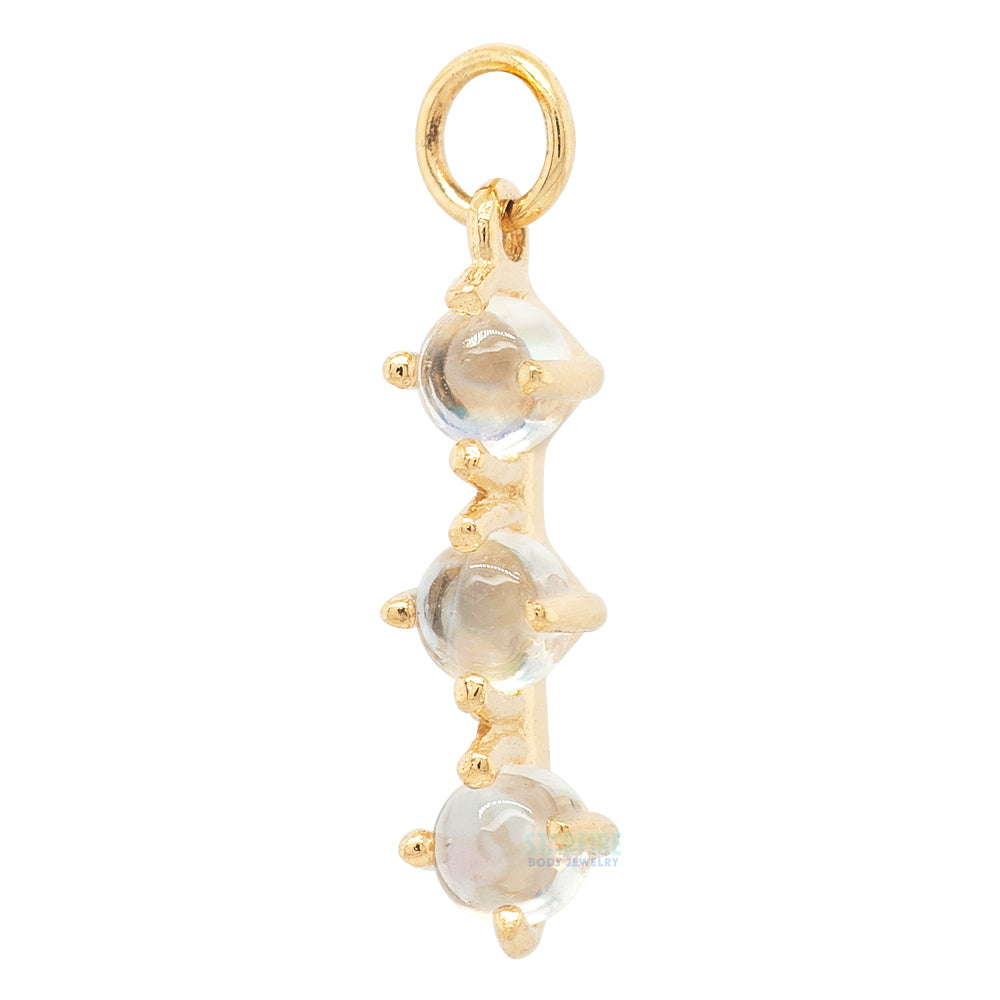 "XOXO" Charm in Gold with Rainbow Moonstone