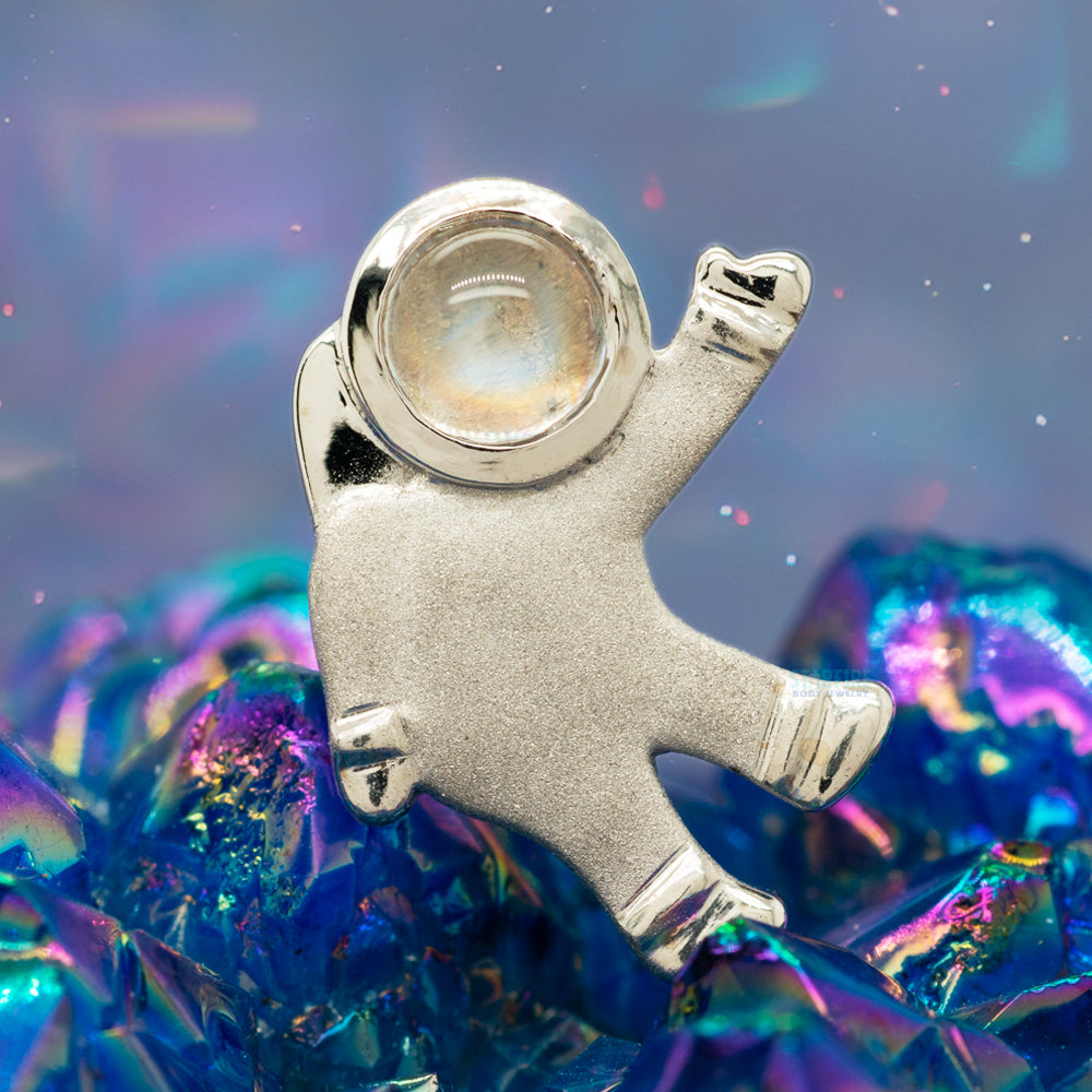 "Astro" Threaded End in Gold & Platinum with Rainbow Moonstone