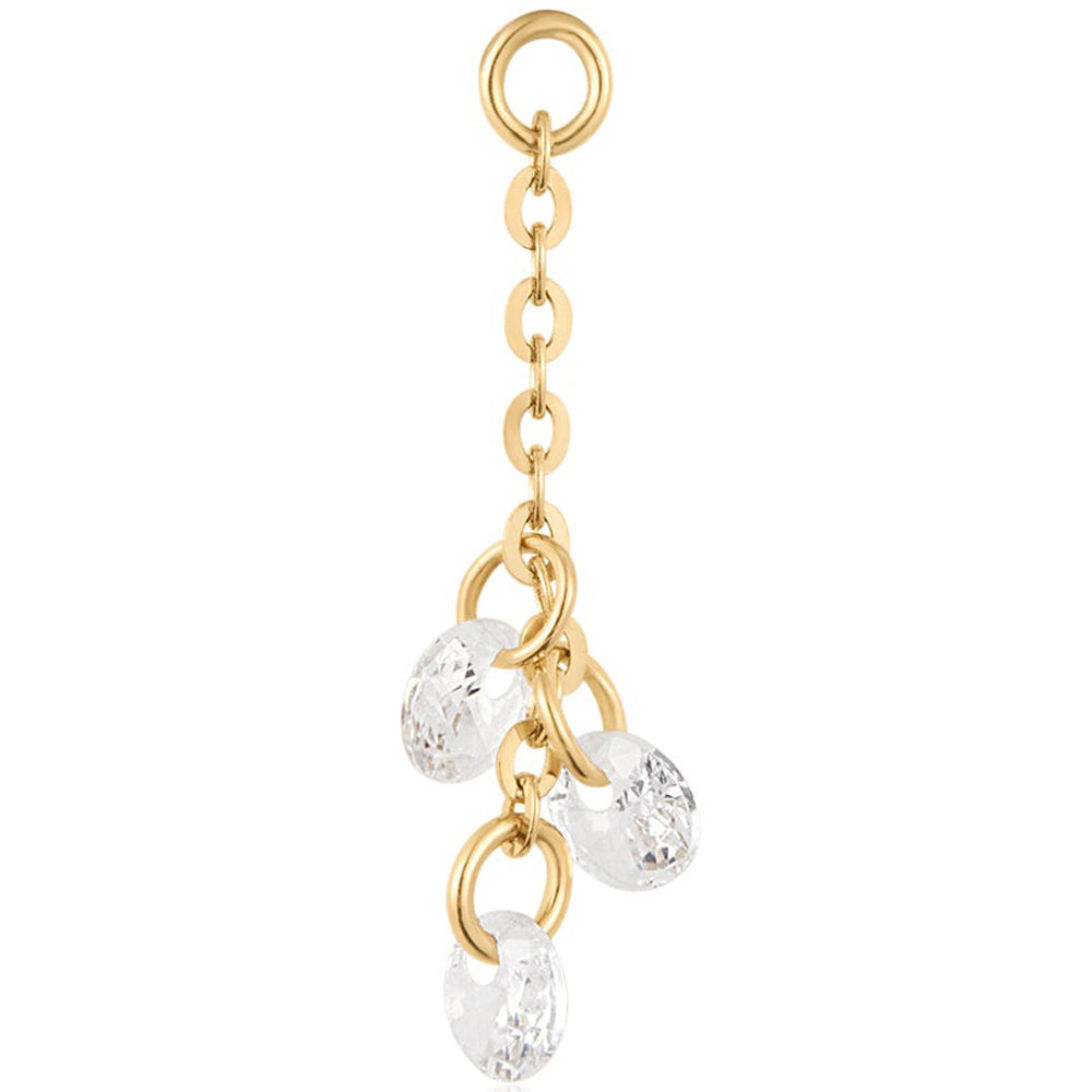 "Cry Baby" Chain Charm in Gold with White CZ's