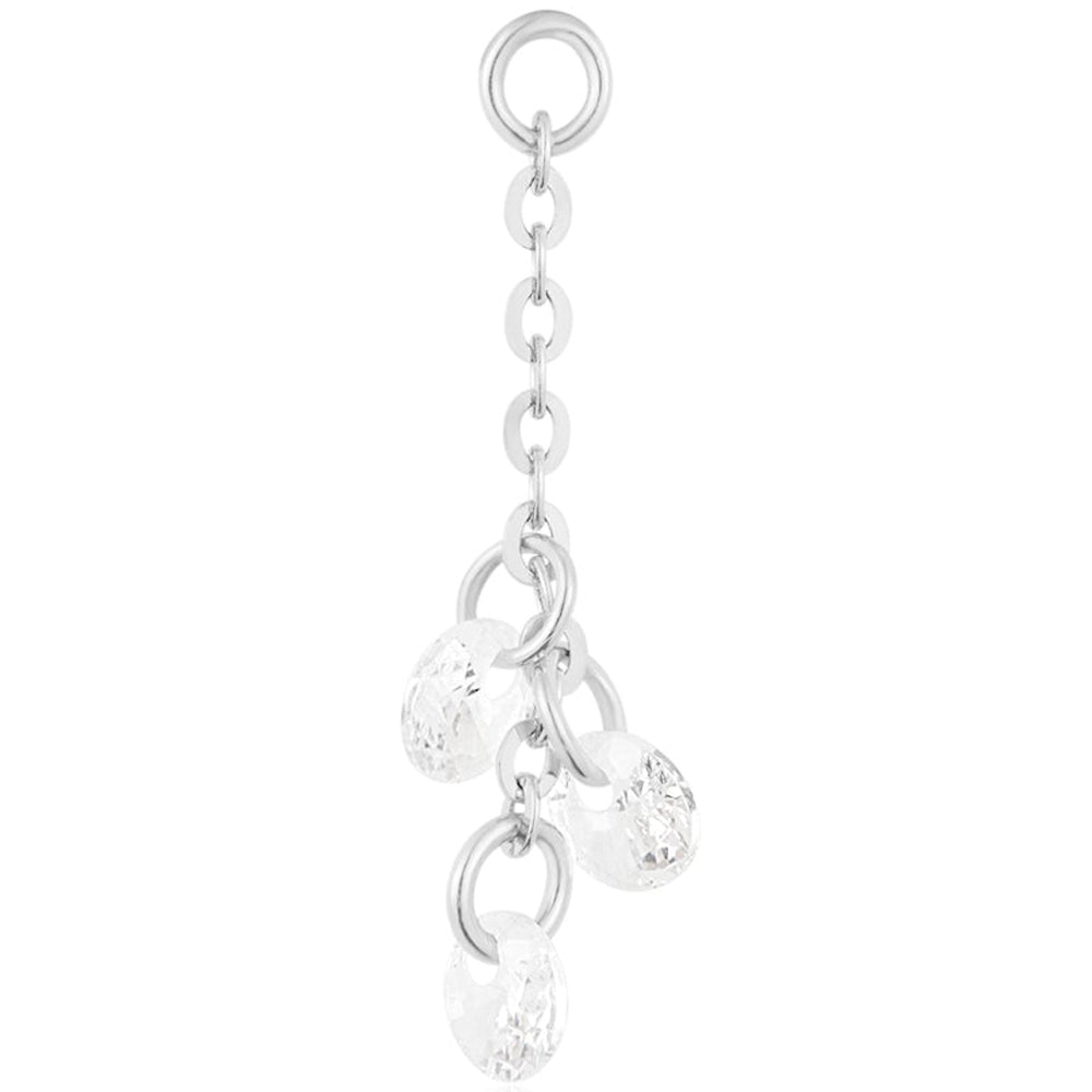"Cry Baby" Chain Charm in Gold with White CZ's