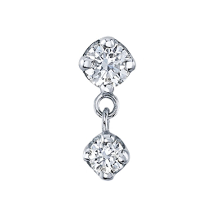 "Duet" Threaded End in Gold with White CZ's