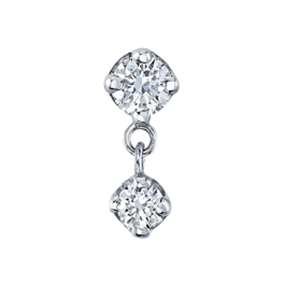 "Duet" Threaded End in Gold with White CZ's