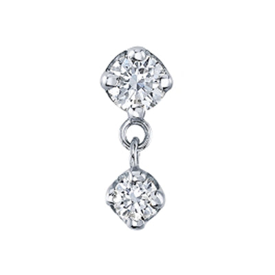 "Duet" Threaded End in Gold with White CZ's