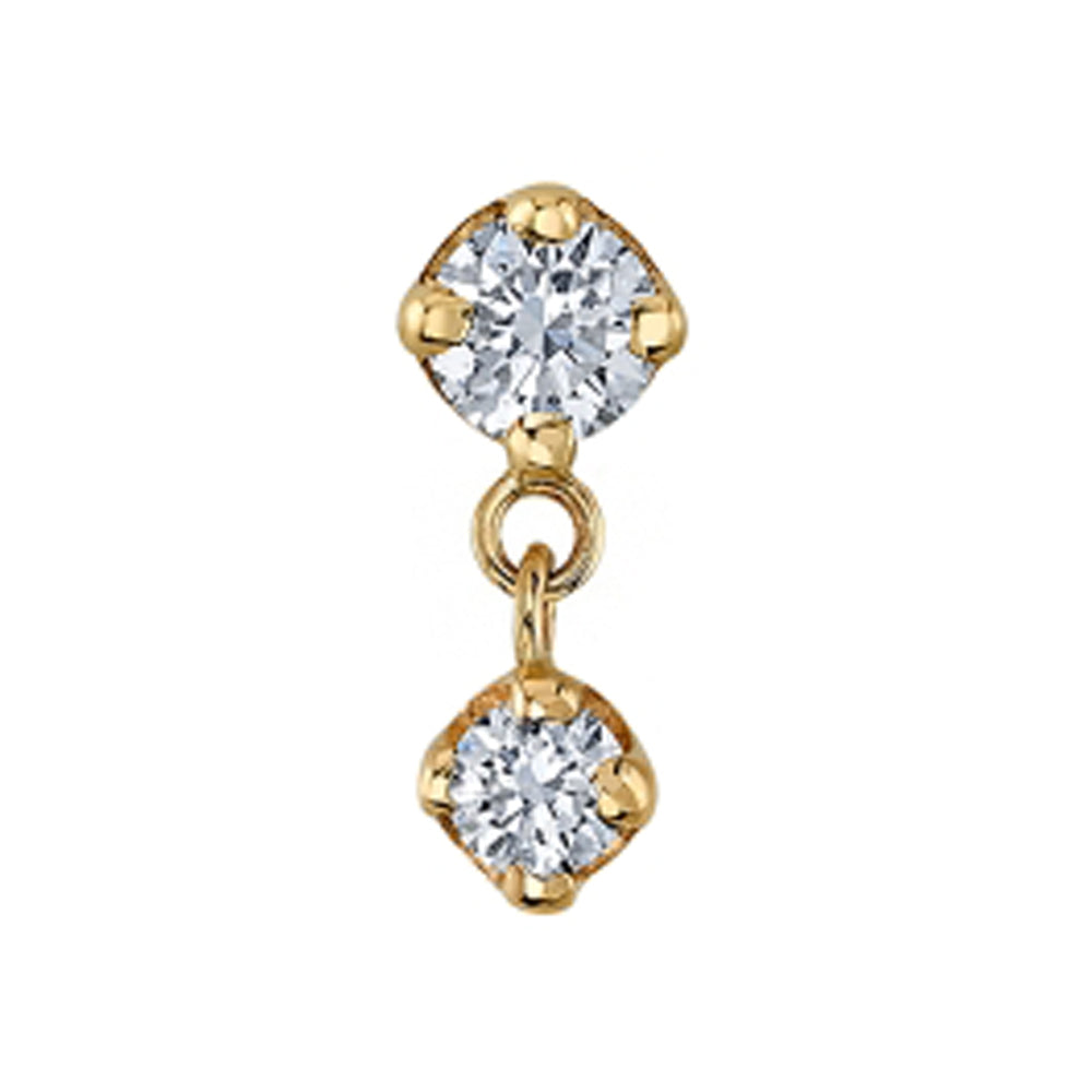 "Duet" Threaded End in Gold with White CZ's