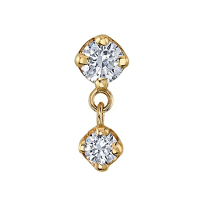 "Duet" Threaded End in Gold with White CZ's