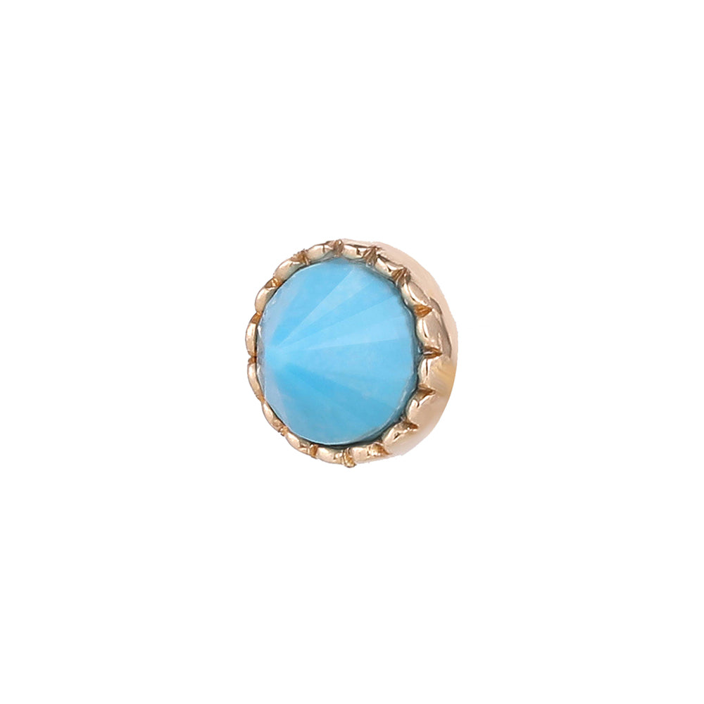threadless: Round Accent Bezel Reverse Set End in Gold with Turquoise
