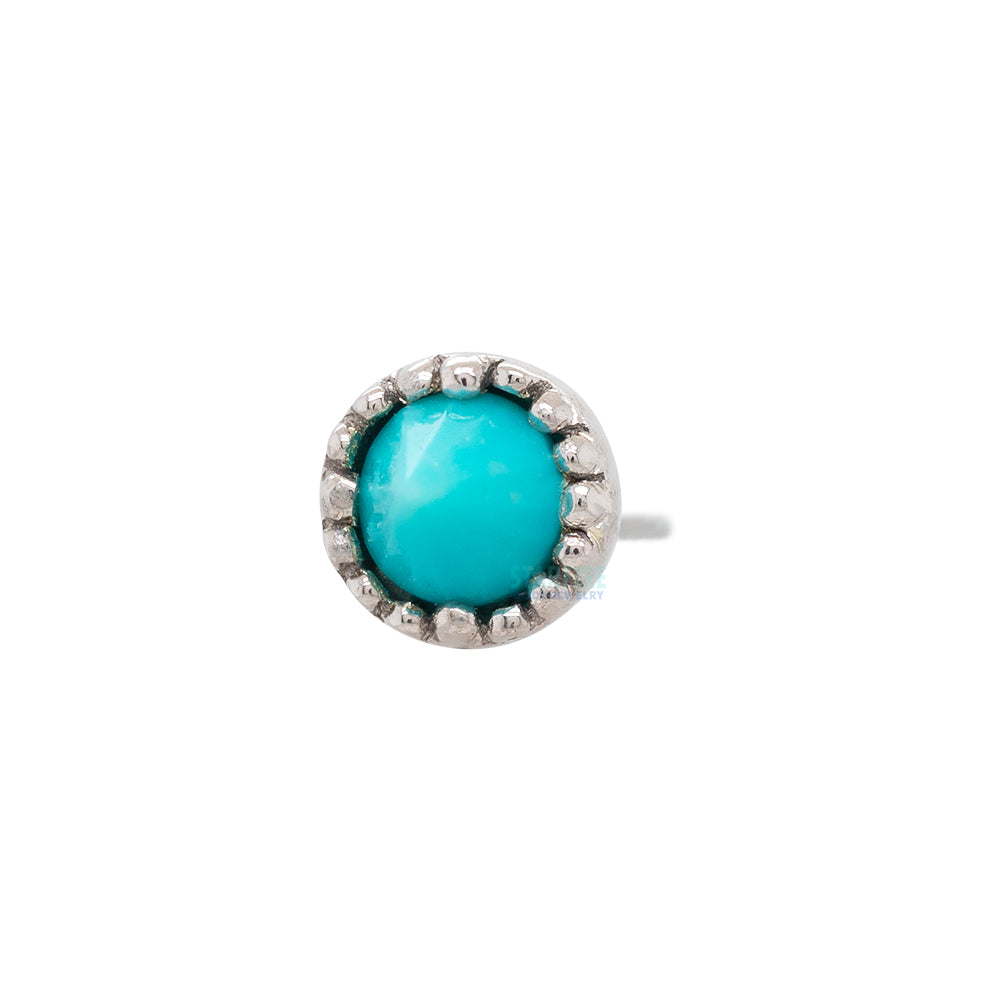 threadless: Round Accent Bezel Reverse Set End in Gold with Turquoise