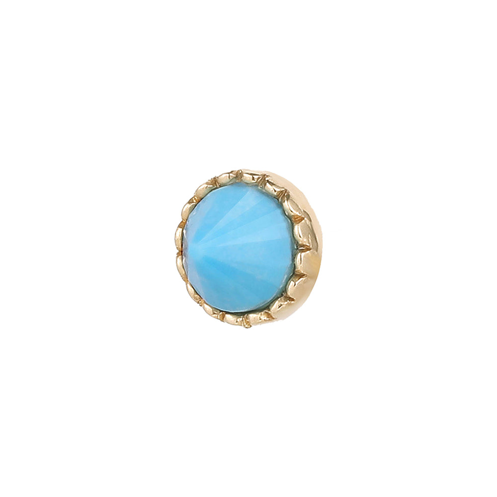 threadless: Round Accent Bezel Reverse Set End in Gold with Turquoise