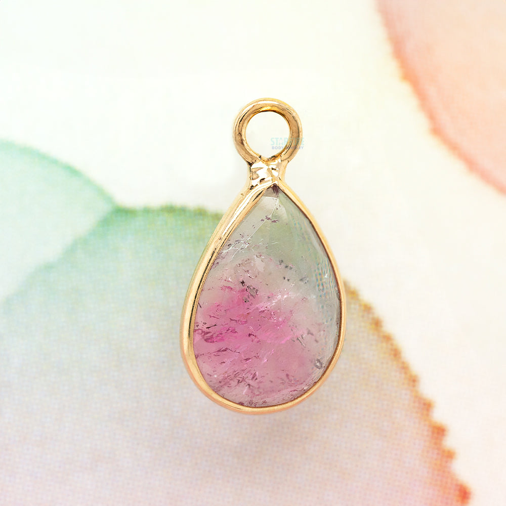 Watermelon Tourmaline Bezel Charm in Gold