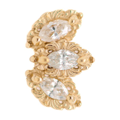 "Baroque" Threaded End in Gold with White Diamonds