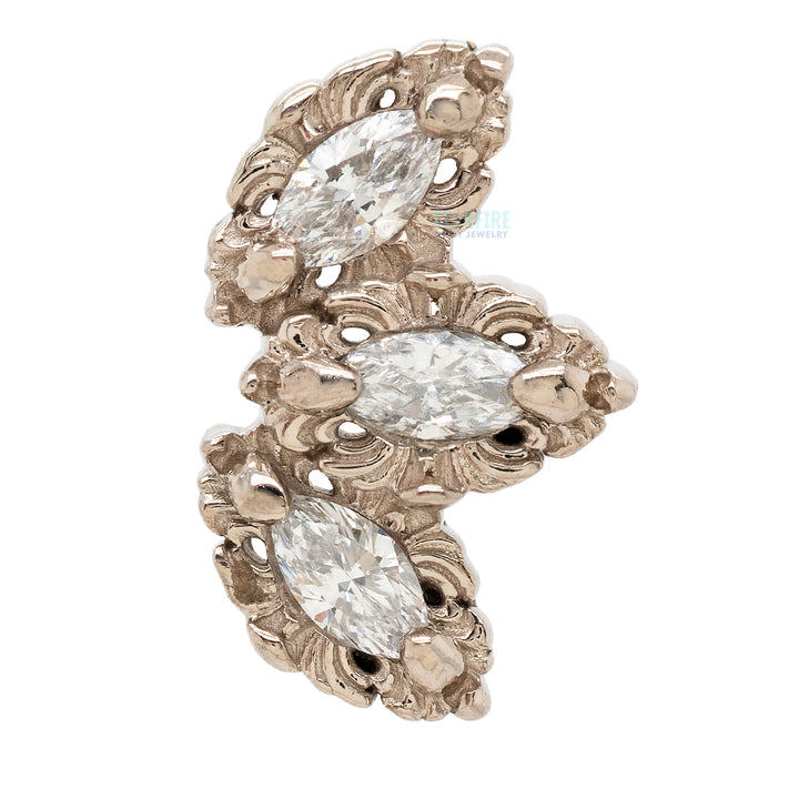 "Baroque" Threaded End in Gold with White Diamonds