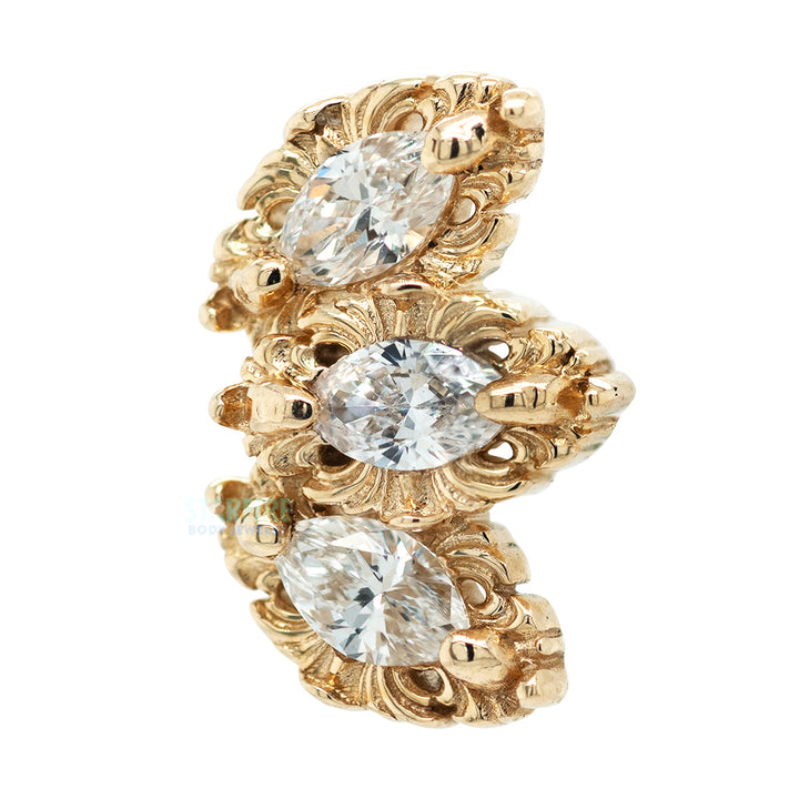"Baroque" Threaded End in Gold with White Diamonds