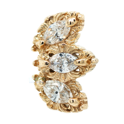"Baroque" Threaded End in Gold with White Diamonds