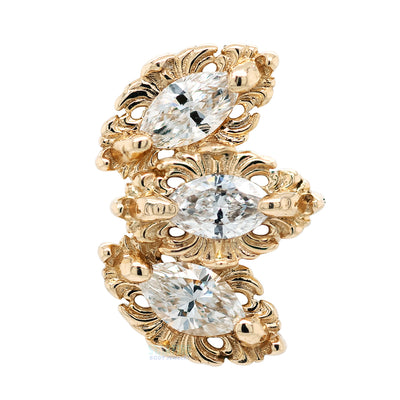 "Baroque" Threaded End in Gold with White Diamonds