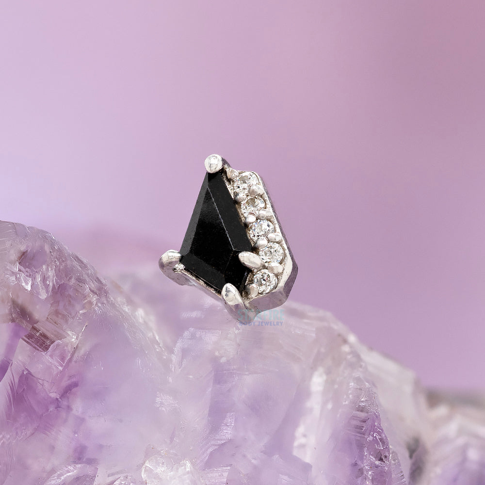threadless: "Elevate" End in Gold with Black Spinel & CZ's
