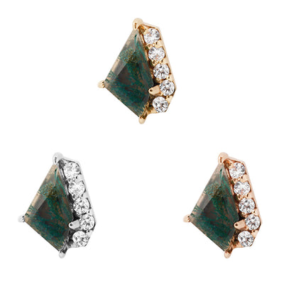threadless: "Elevate" End in Gold with Moss Agate & CZ's