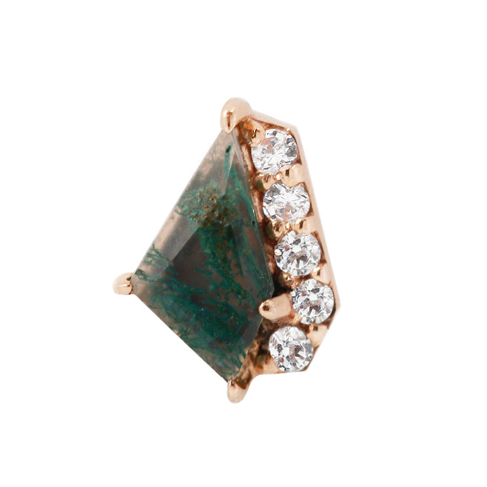 threadless: "Elevate" End in Gold with Moss Agate & CZ's
