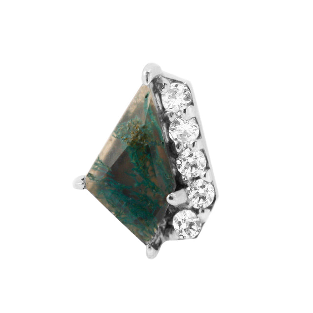 threadless: "Elevate" End in Gold with Moss Agate & CZ's