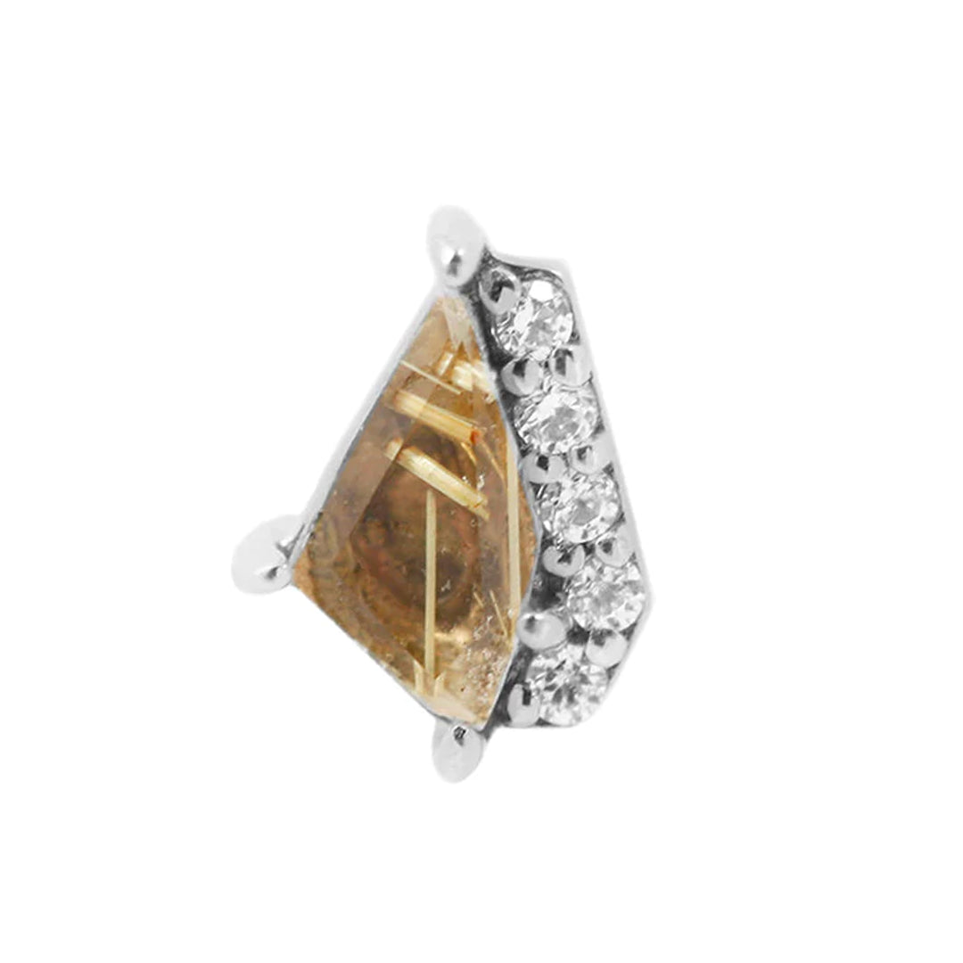 threadless: "Elevate" End in Gold with Rutilated Quartz & CZ's