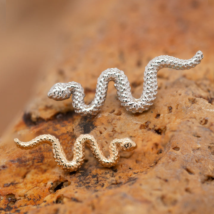 Tiny Delicate Snake Threaded End in Gold & Platinum