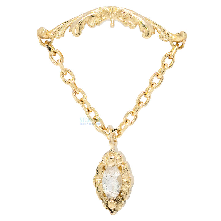 "Honor" Hidden Helix Threaded End in Gold with Moonstone
