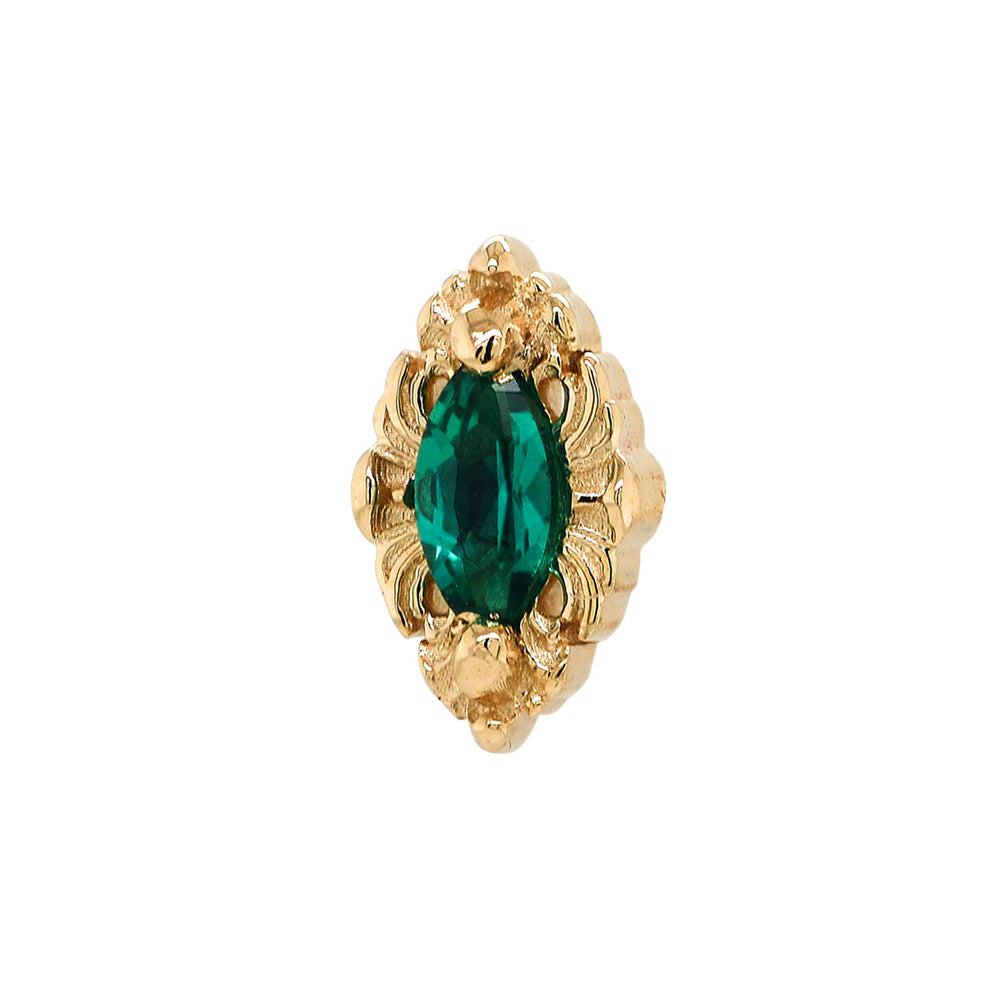 "Honor" Threaded End in Gold with Emerald