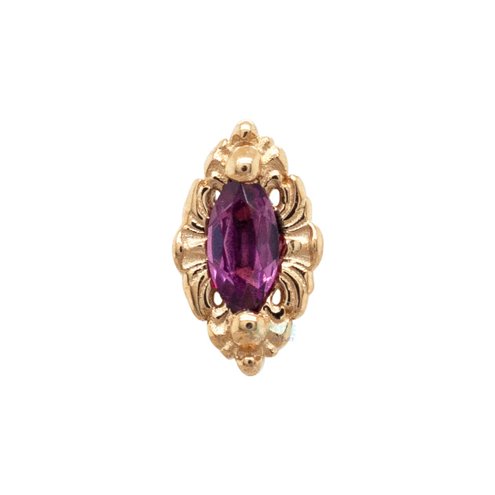 "Honor" Threaded End in Gold with Rhodolite