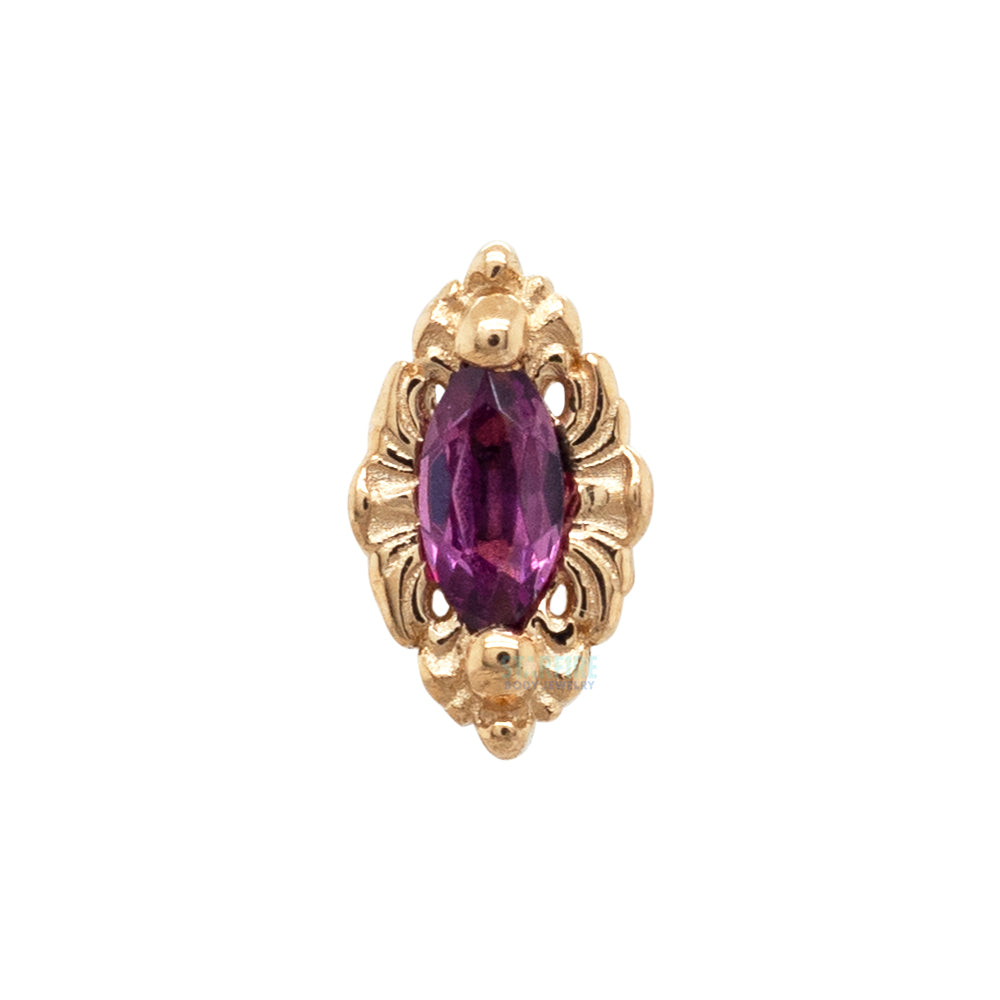 "Honor" Threaded End in Gold with Rhodolite