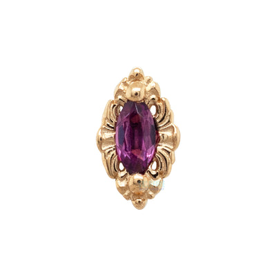 "Honor" Threaded End in Gold with Rhodolite