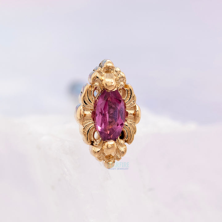 "Honor" Threaded End in Gold with Rhodolite
