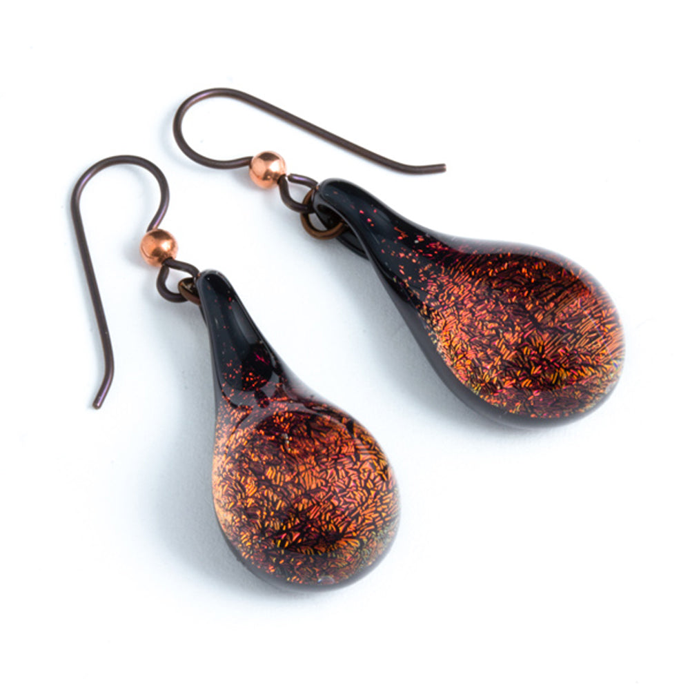 Dichroic Earrings - Red Gold