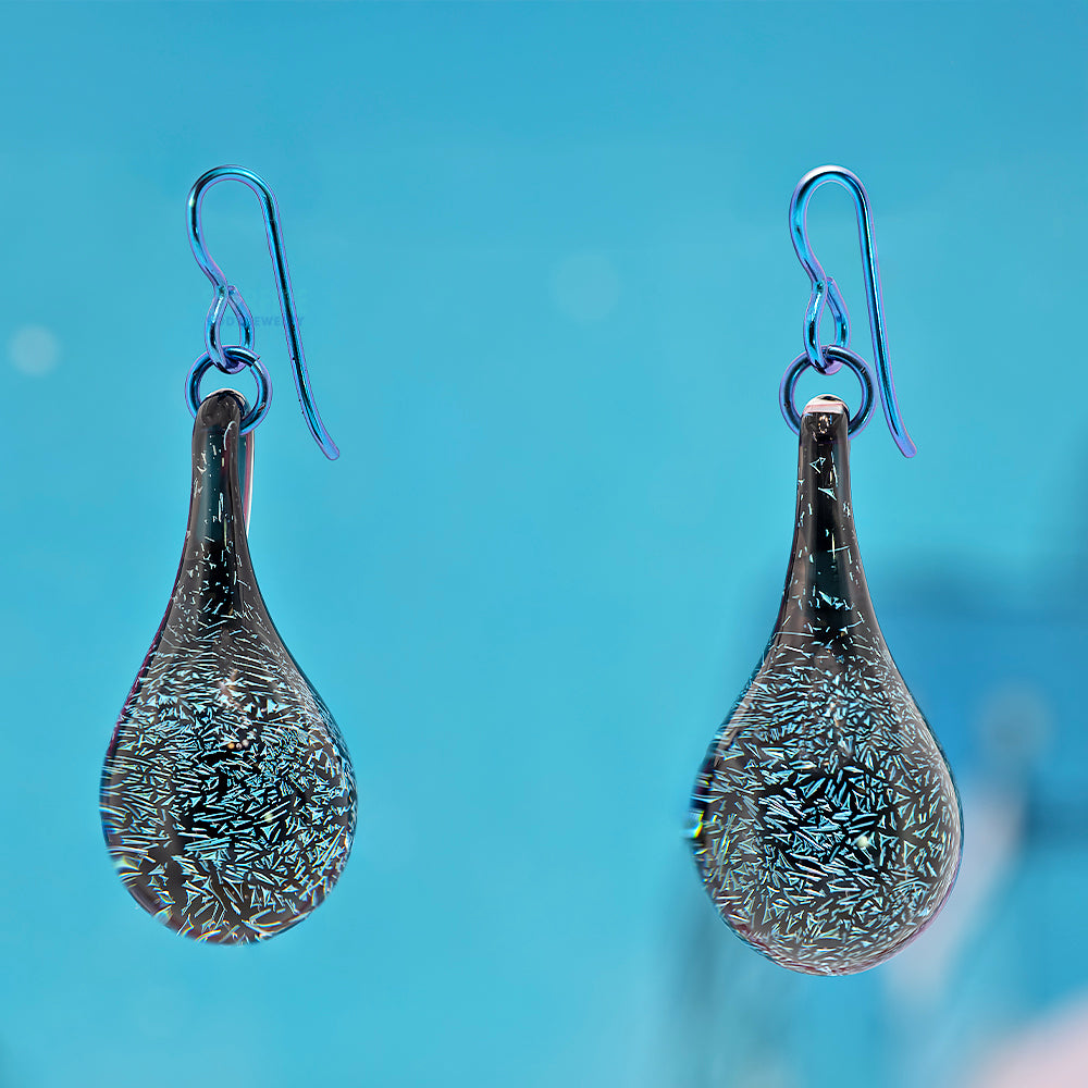 Dichroic Glass Earrings - Blue
