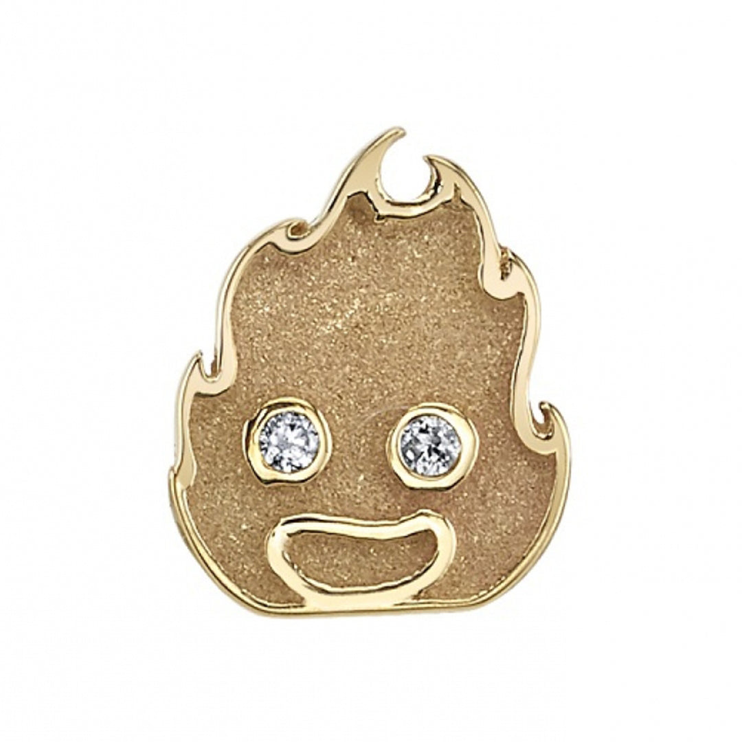 "Fire Demon" Threaded End in Gold with Diamonds