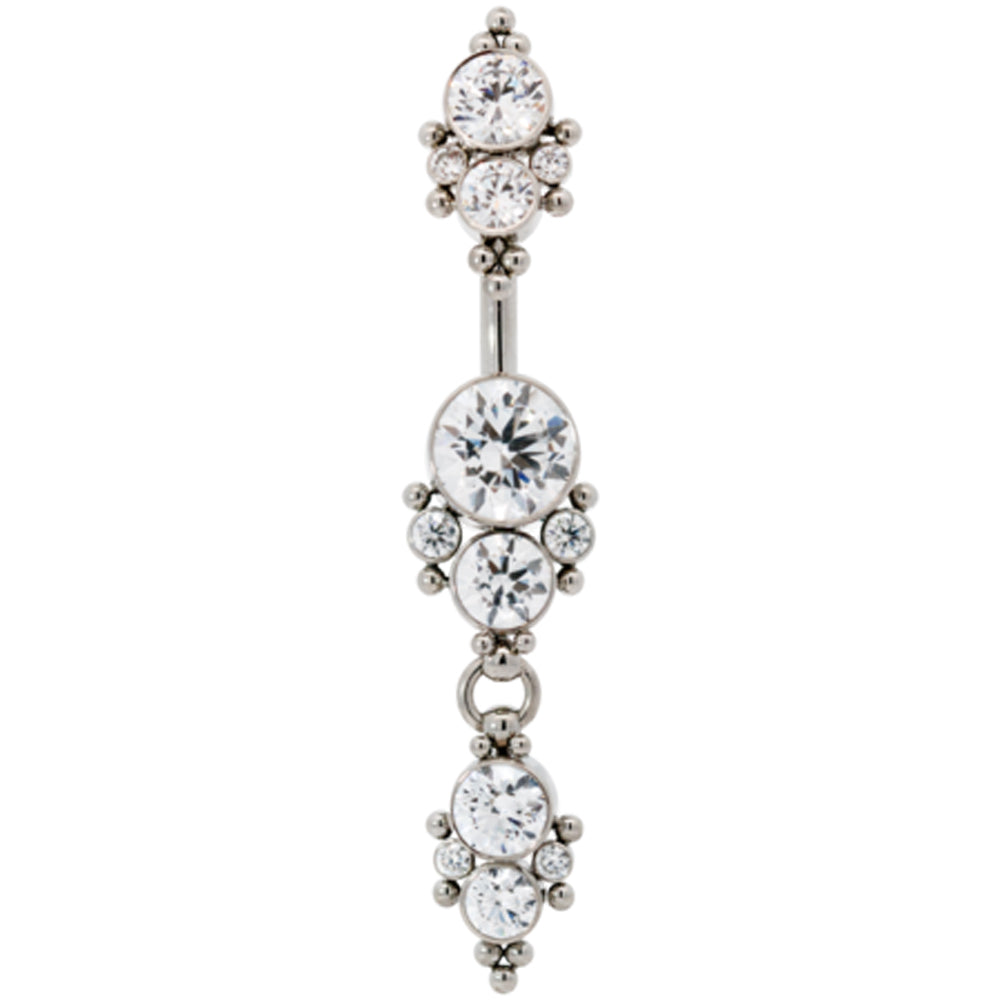 "Angel" 'Cascade' Faceted Gem Navel Curve with Dangle