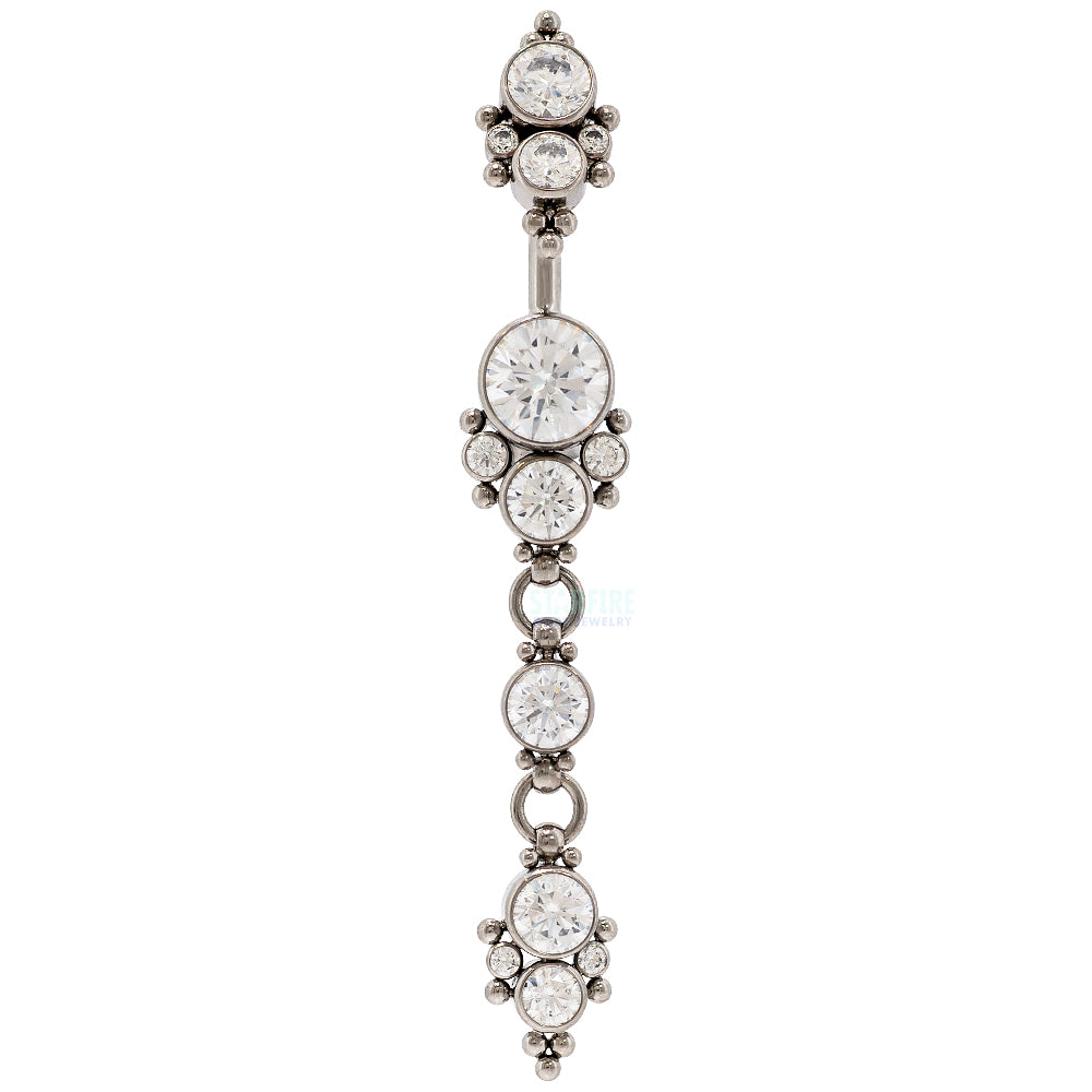 "Angel" 'Cascade' Faceted Gem Navel Curve with Dangle