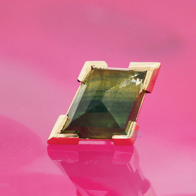threadless: Geometric Cut Kenya Sapphire End in Gold - 8mm