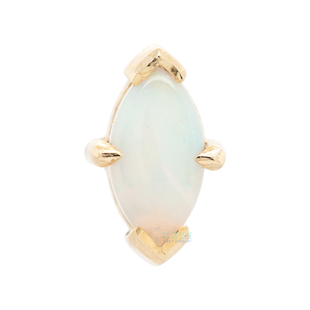 threadless: Multi Prong End in Gold with Ethiopian Opal Marquise Cabochon