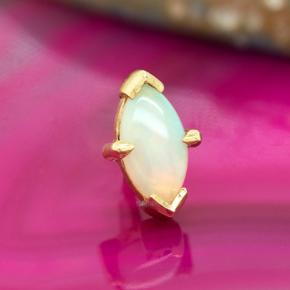 threadless: Multi Prong End in Gold with Ethiopian Opal Marquise Cabochon