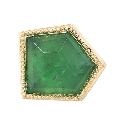 threadless: Milgrain Bezel Geometric Cut Tsavorite End in Gold