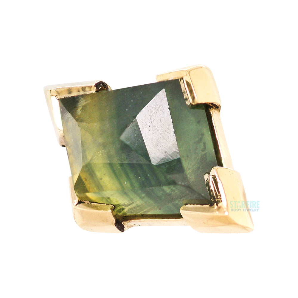 threadless: Geometric Cut Kenya Sapphire End in Gold - 8mm