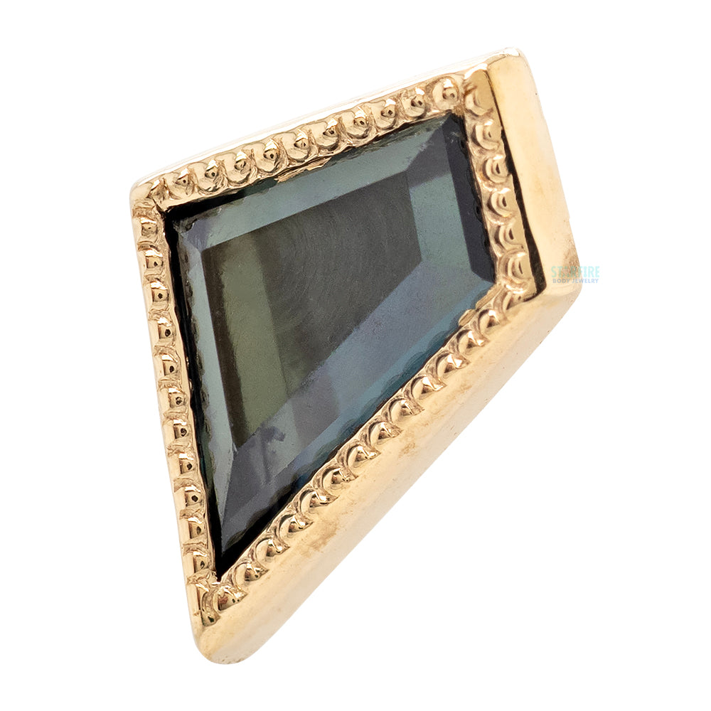 threadless: Tablet Cut Madagascar Sapphire End in Gold - 8.7mm